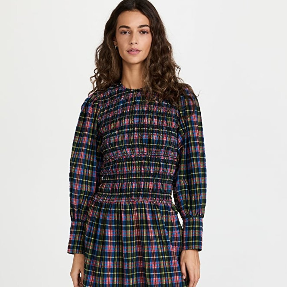 Ganni smocked midi dress SIZE IS EUROPEAN 40 - Picture 2 of 14